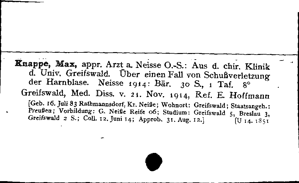 [Katalogkarte Dissertationenkatalog bis 1980]