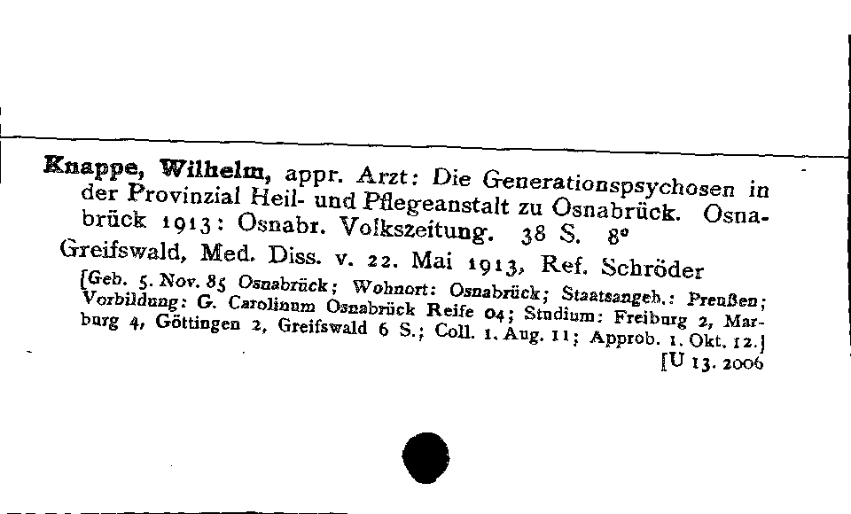 [Katalogkarte Dissertationenkatalog bis 1980]