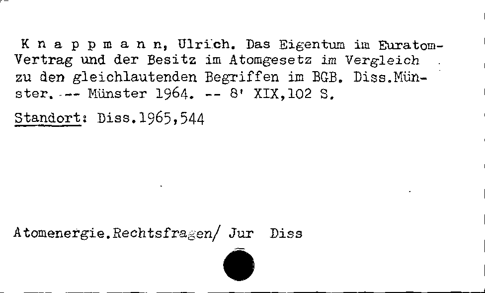 [Katalogkarte Dissertationenkatalog bis 1980]