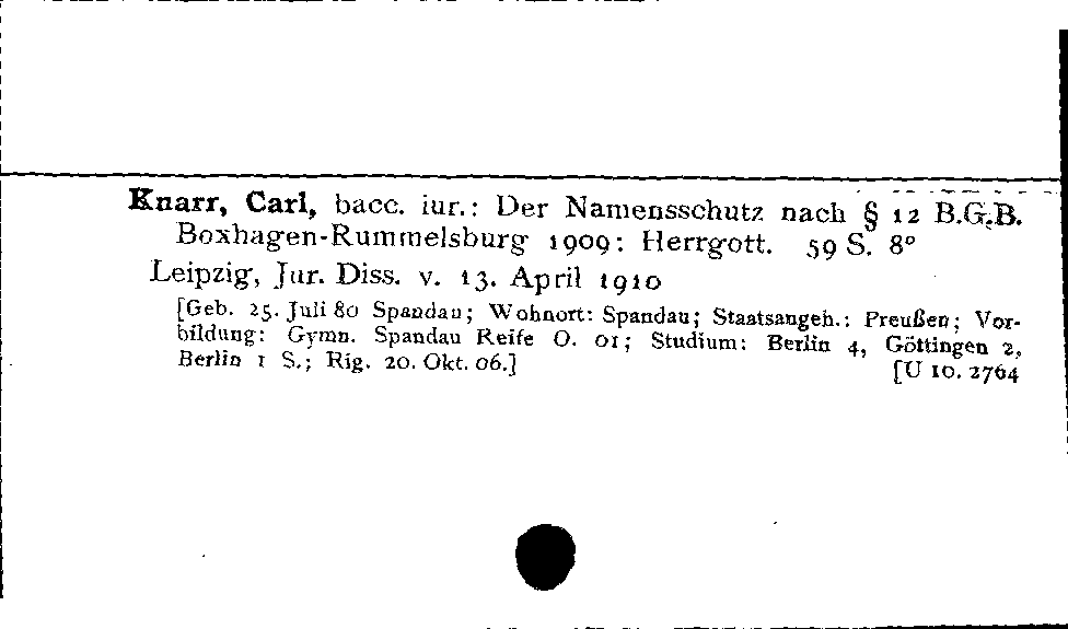 [Katalogkarte Dissertationenkatalog bis 1980]