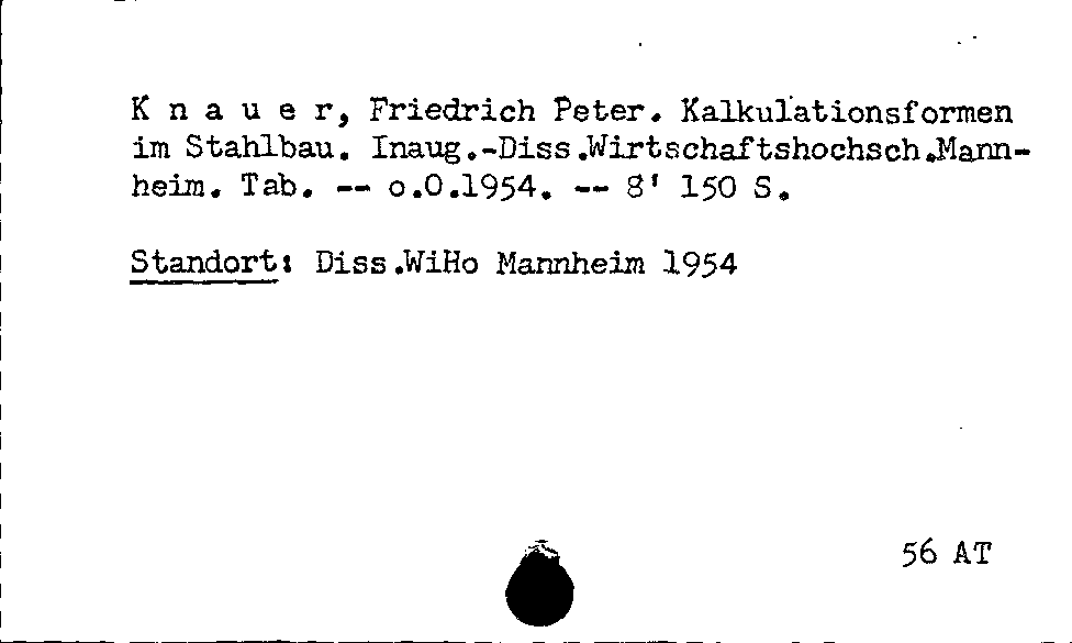 [Katalogkarte Dissertationenkatalog bis 1980]