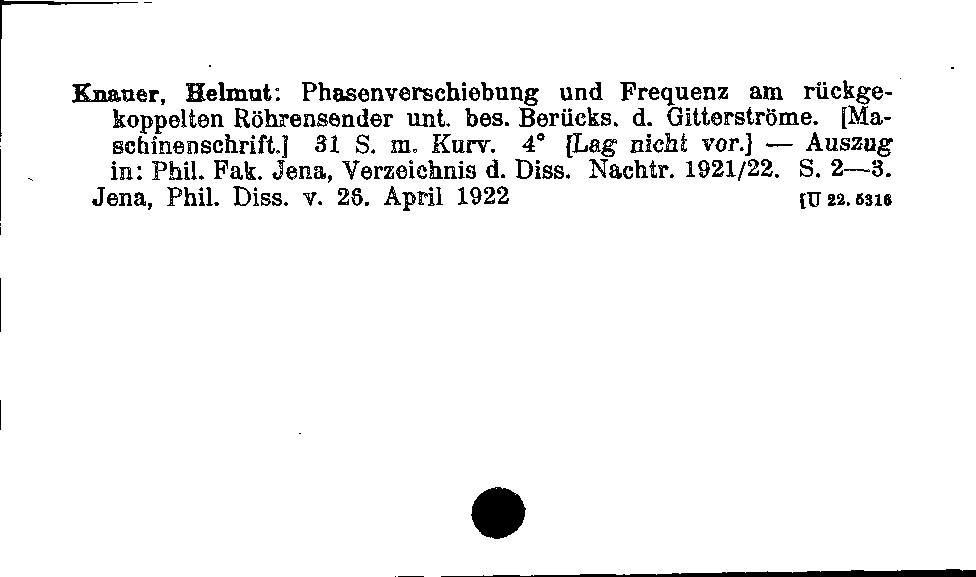 [Katalogkarte Dissertationenkatalog bis 1980]