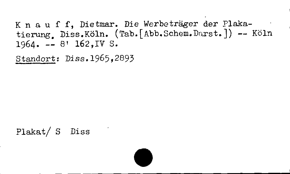 [Katalogkarte Dissertationenkatalog bis 1980]