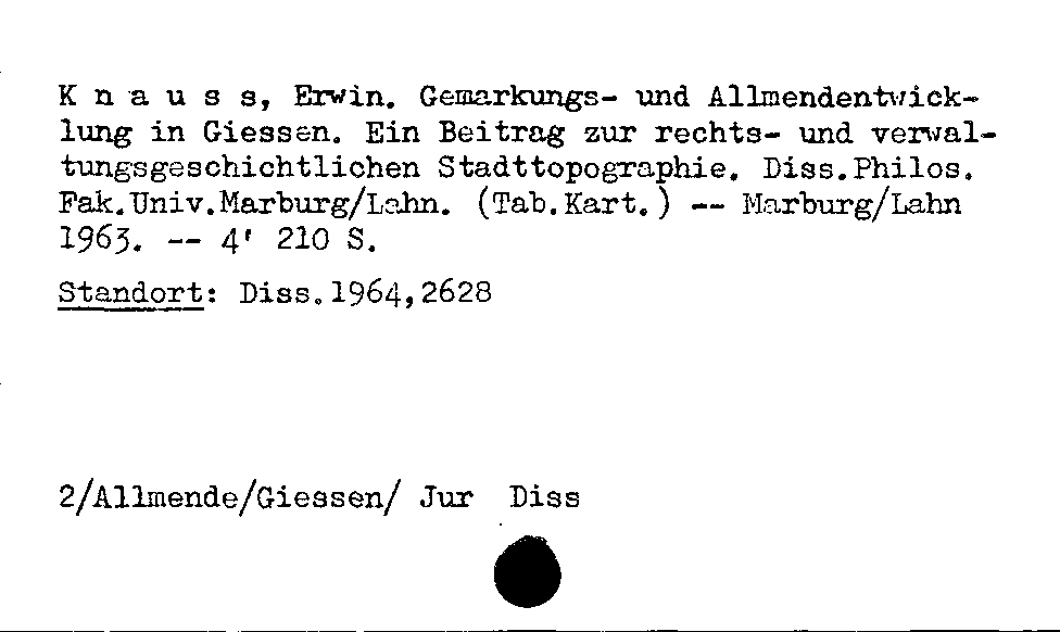 [Katalogkarte Dissertationenkatalog bis 1980]