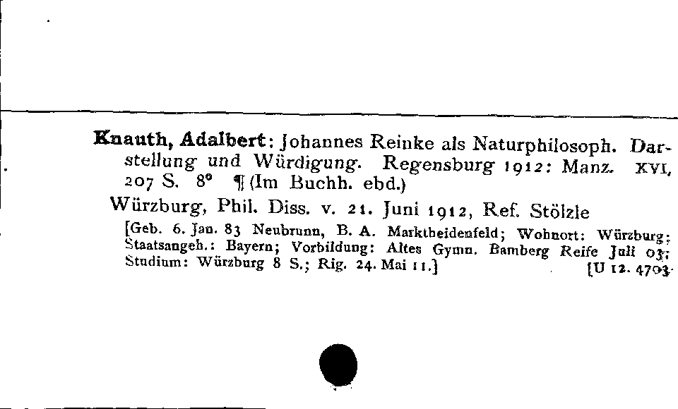 [Katalogkarte Dissertationenkatalog bis 1980]