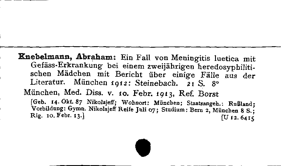 [Katalogkarte Dissertationenkatalog bis 1980]