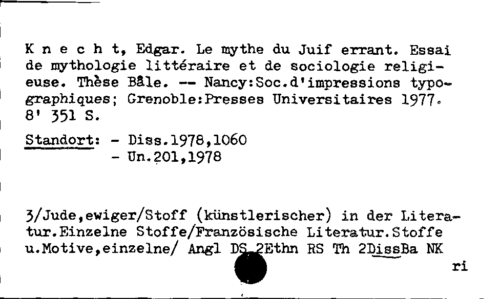 [Katalogkarte Dissertationenkatalog bis 1980]