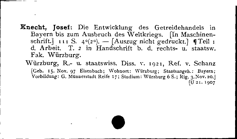 [Katalogkarte Dissertationenkatalog bis 1980]