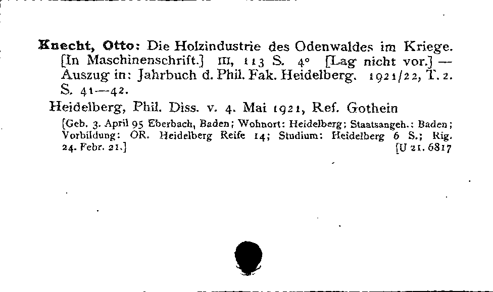 [Katalogkarte Dissertationenkatalog bis 1980]