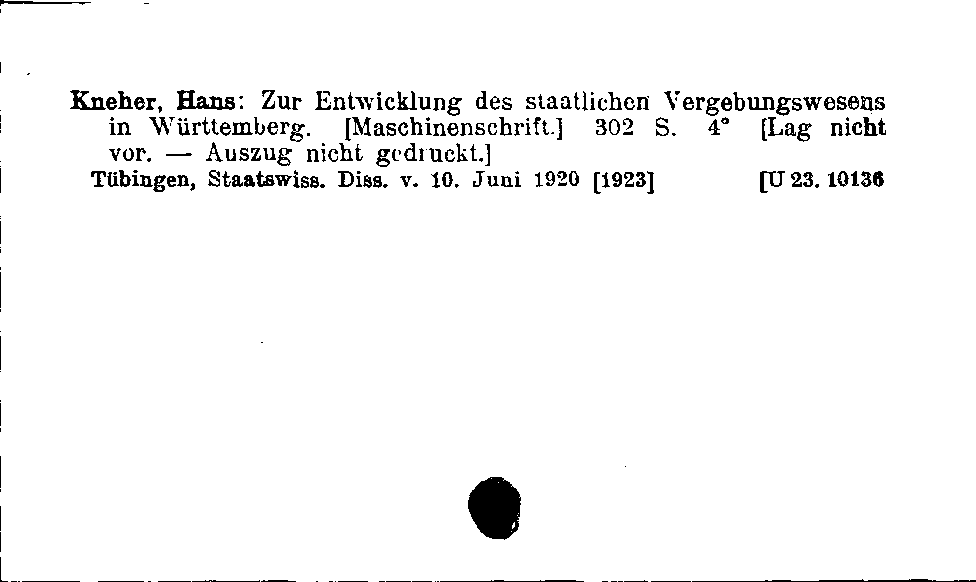 [Katalogkarte Dissertationenkatalog bis 1980]