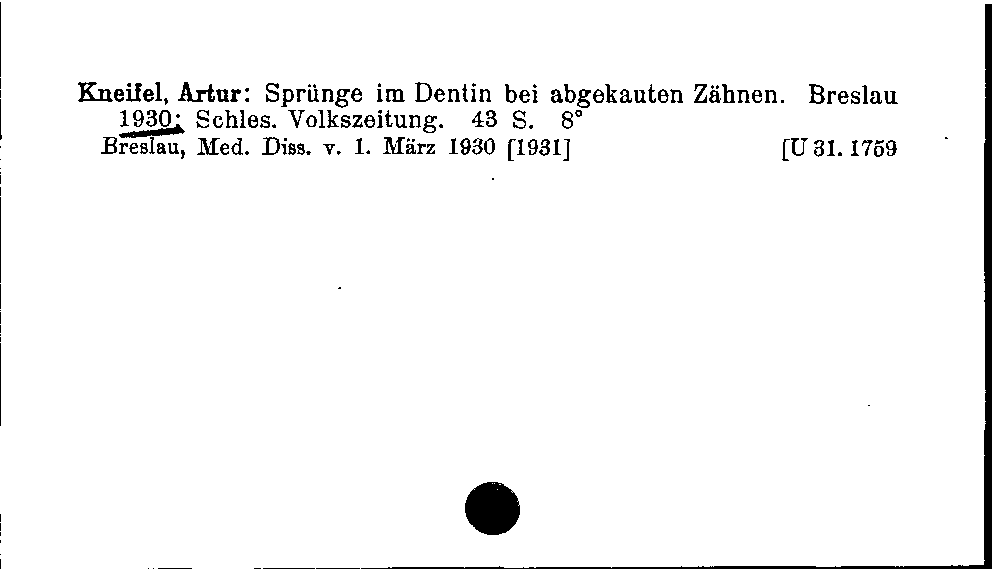 [Katalogkarte Dissertationenkatalog bis 1980]