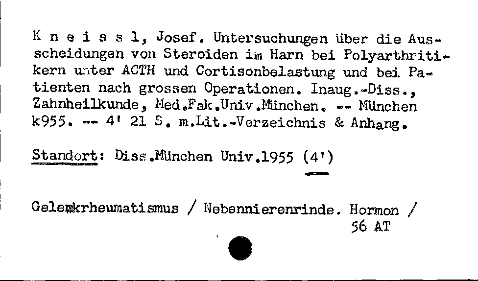 [Katalogkarte Dissertationenkatalog bis 1980]