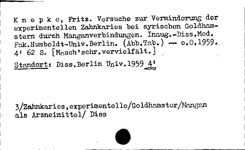 [Katalogkarte Dissertationenkatalog bis 1980]