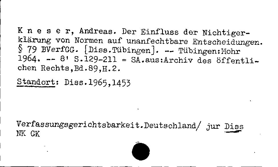 [Katalogkarte Dissertationenkatalog bis 1980]