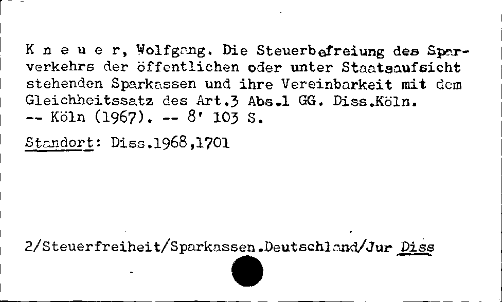 [Katalogkarte Dissertationenkatalog bis 1980]