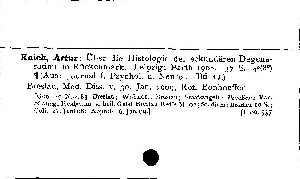 [Katalogkarte Dissertationenkatalog bis 1980]