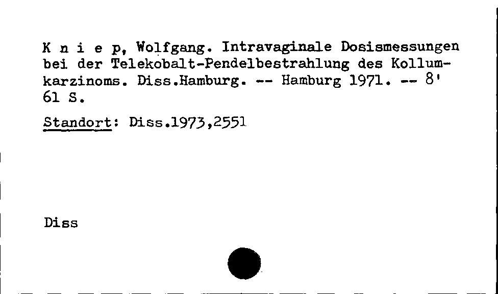 [Katalogkarte Dissertationenkatalog bis 1980]