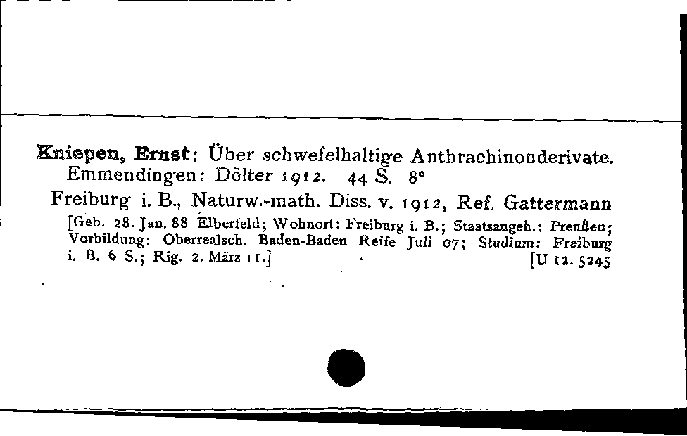 [Katalogkarte Dissertationenkatalog bis 1980]