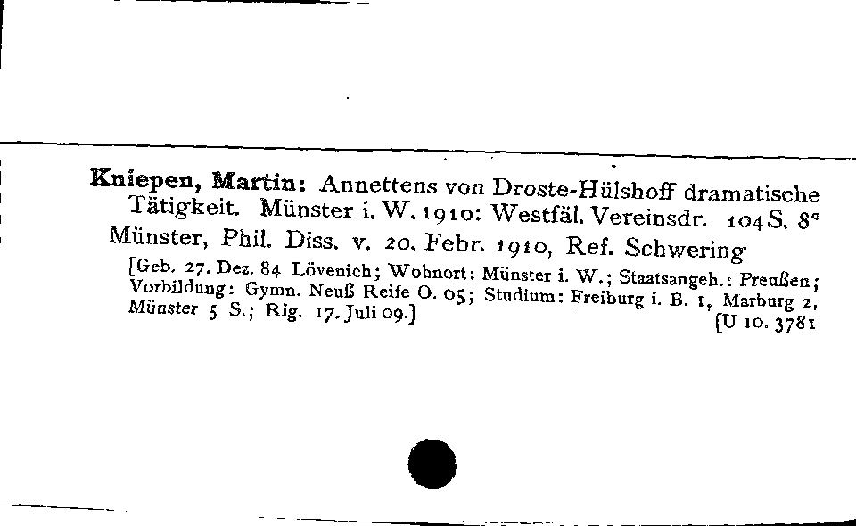 [Katalogkarte Dissertationenkatalog bis 1980]