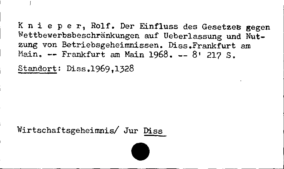 [Katalogkarte Dissertationenkatalog bis 1980]