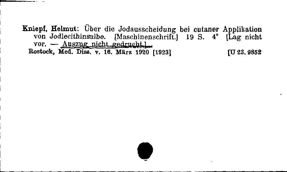 [Katalogkarte Dissertationenkatalog bis 1980]