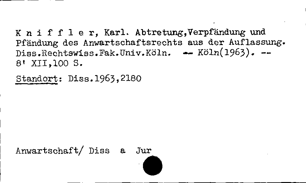 [Katalogkarte Dissertationenkatalog bis 1980]