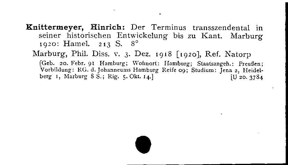 [Katalogkarte Dissertationenkatalog bis 1980]