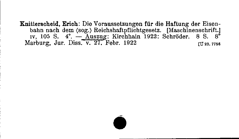 [Katalogkarte Dissertationenkatalog bis 1980]