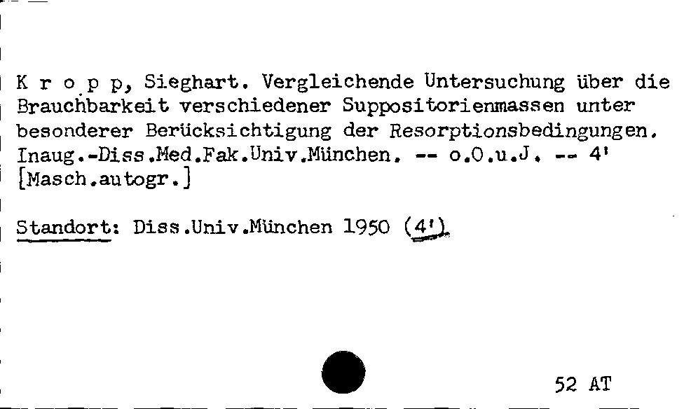 [Katalogkarte Dissertationenkatalog bis 1980]