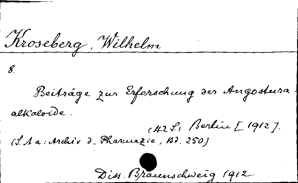 [Katalogkarte Dissertationenkatalog bis 1980]