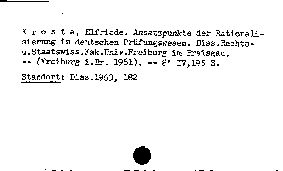 [Katalogkarte Dissertationenkatalog bis 1980]