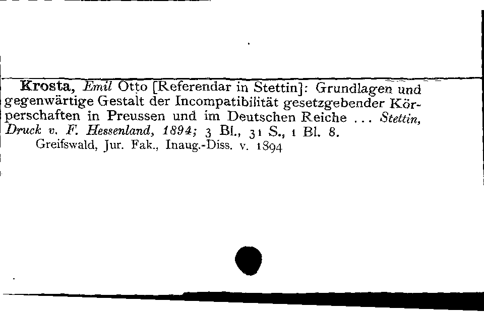 [Katalogkarte Dissertationenkatalog bis 1980]