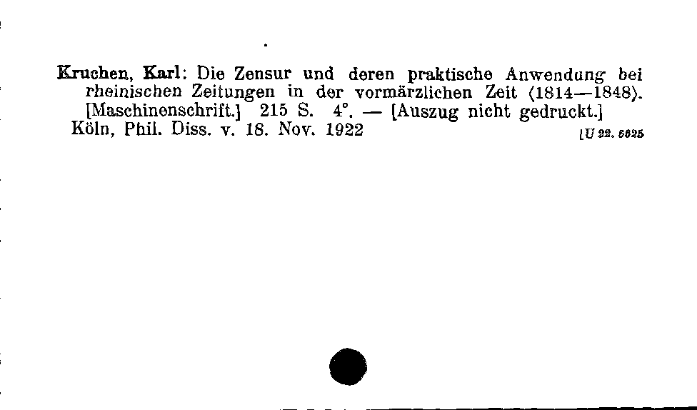 [Katalogkarte Dissertationenkatalog bis 1980]