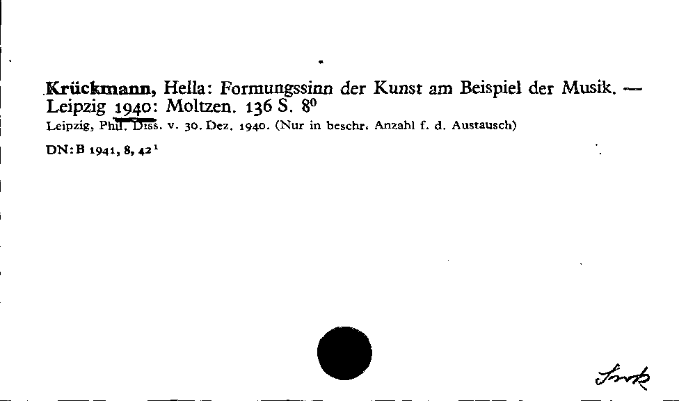 [Katalogkarte Dissertationenkatalog bis 1980]