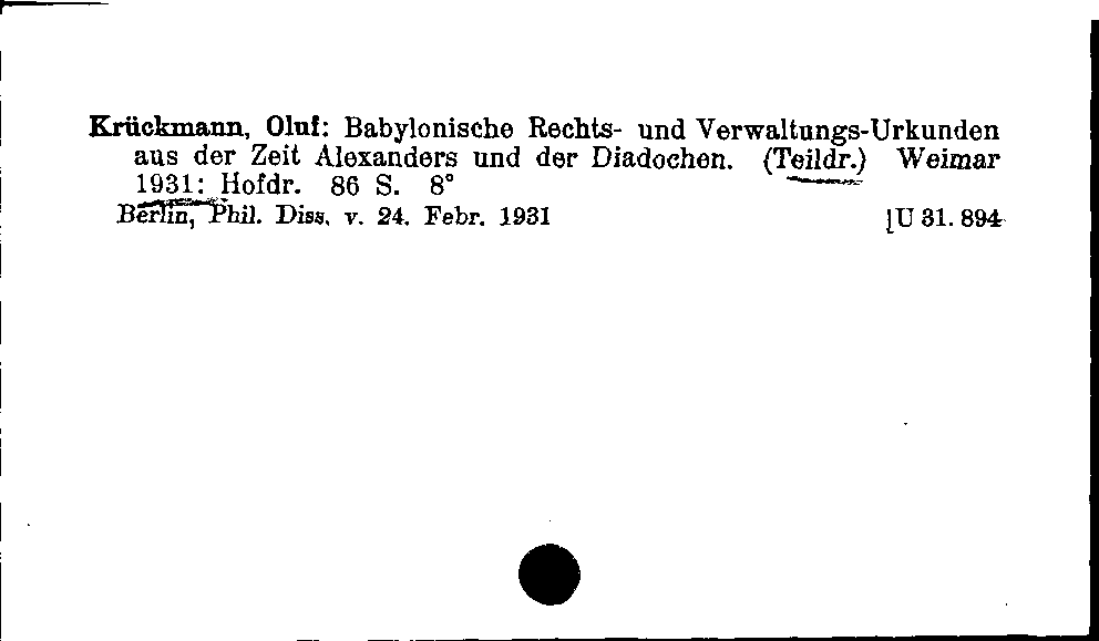 [Katalogkarte Dissertationenkatalog bis 1980]