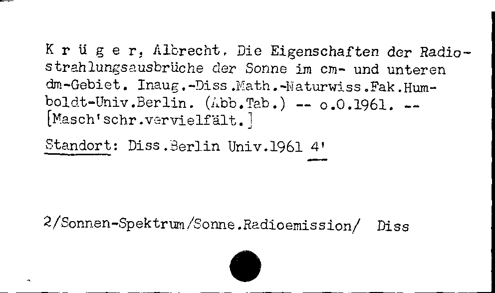 [Katalogkarte Dissertationenkatalog bis 1980]