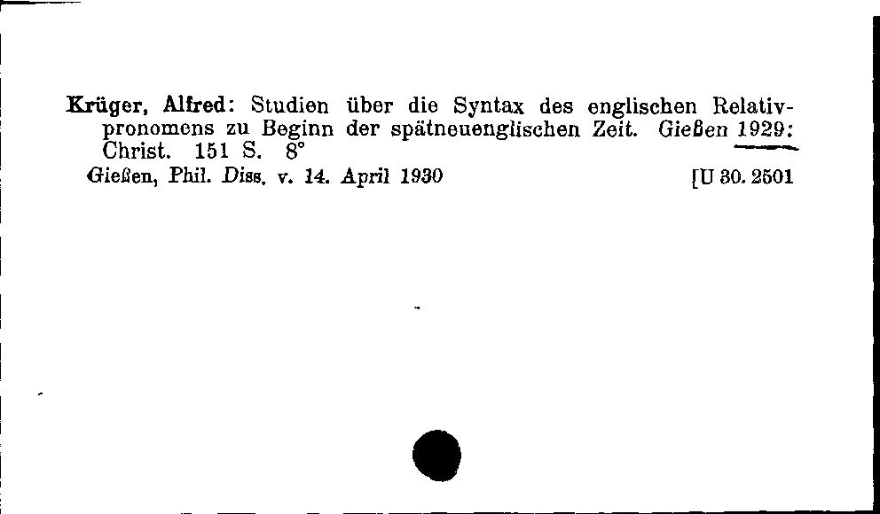 [Katalogkarte Dissertationenkatalog bis 1980]