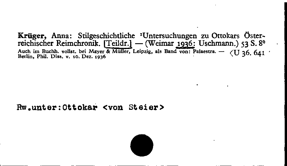 [Katalogkarte Dissertationenkatalog bis 1980]