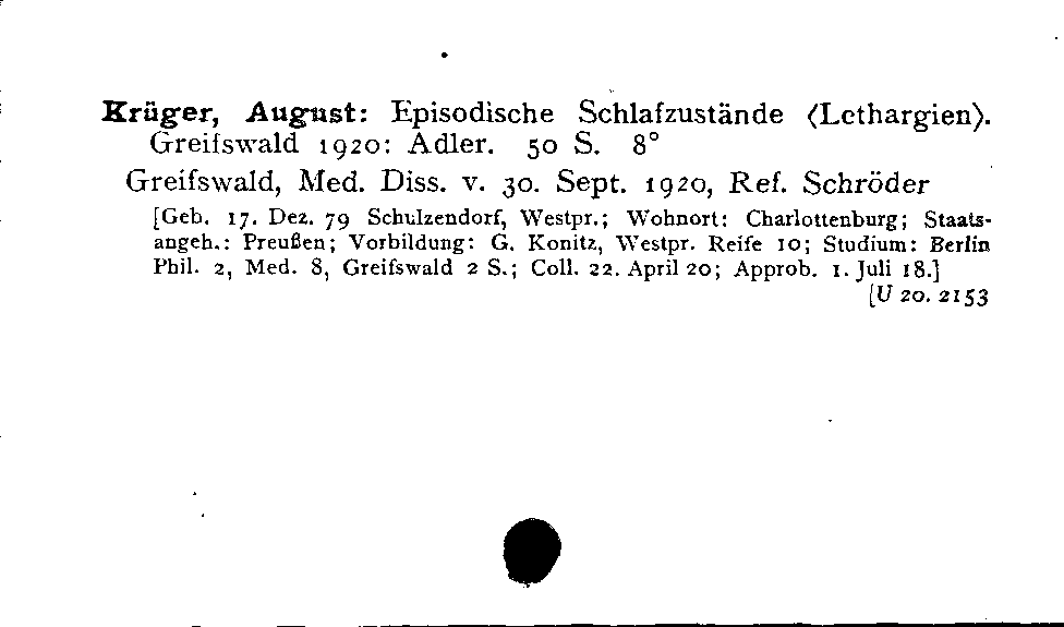 [Katalogkarte Dissertationenkatalog bis 1980]