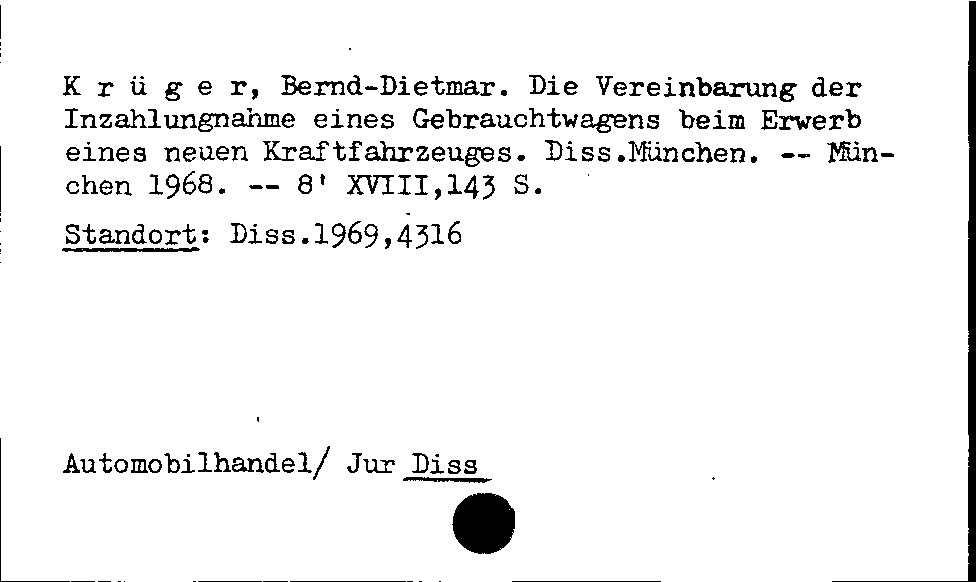 [Katalogkarte Dissertationenkatalog bis 1980]