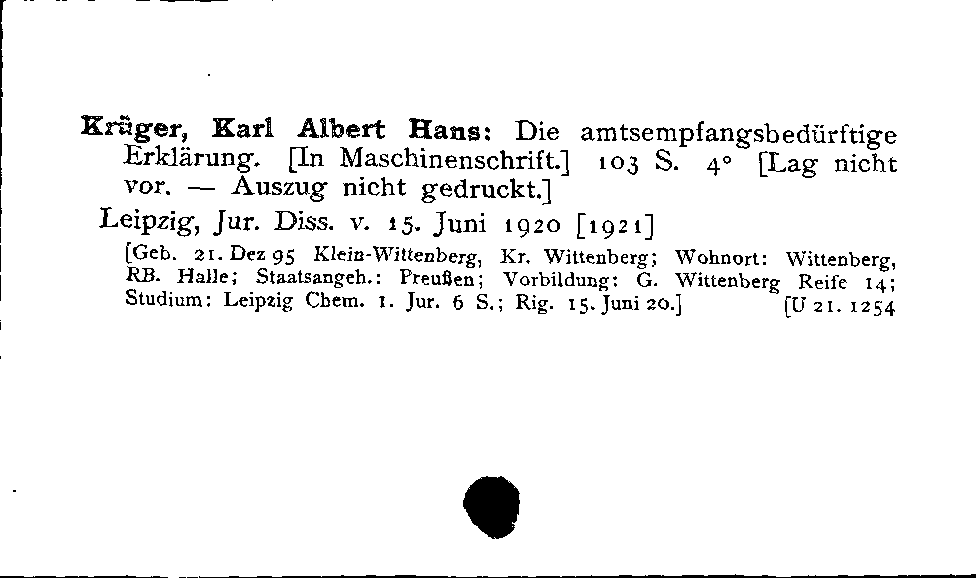 [Katalogkarte Dissertationenkatalog bis 1980]