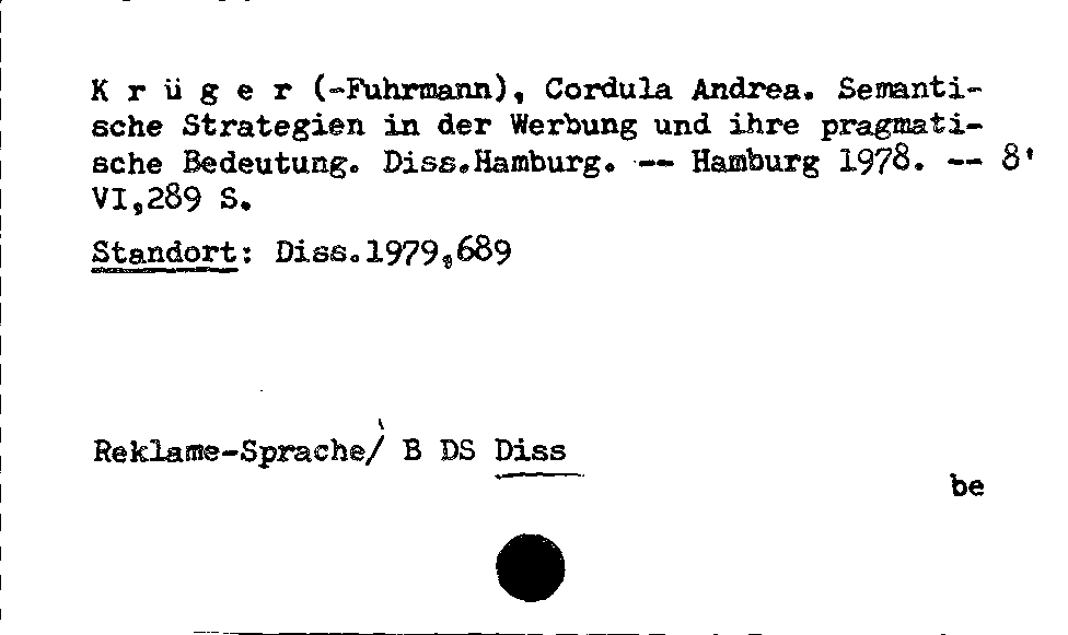 [Katalogkarte Dissertationenkatalog bis 1980]