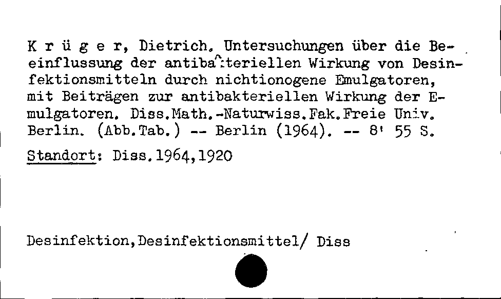 [Katalogkarte Dissertationenkatalog bis 1980]