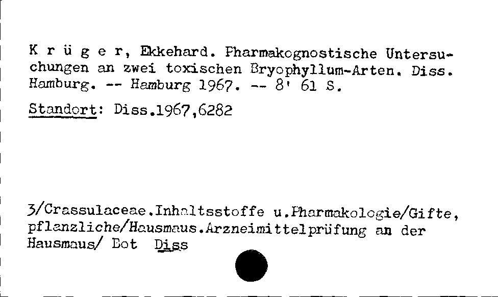 [Katalogkarte Dissertationenkatalog bis 1980]