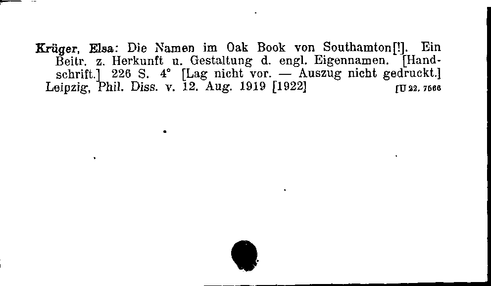 [Katalogkarte Dissertationenkatalog bis 1980]