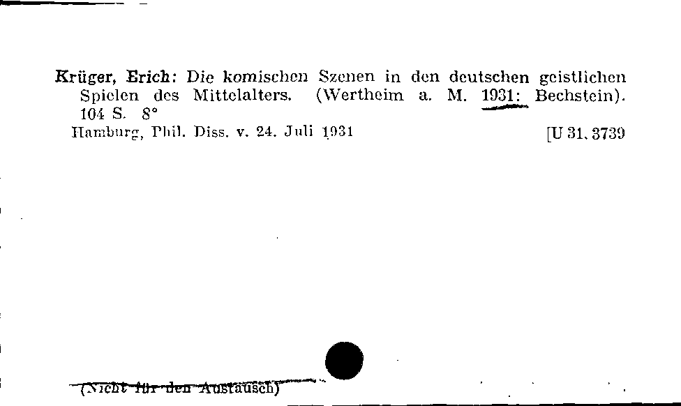 [Katalogkarte Dissertationenkatalog bis 1980]