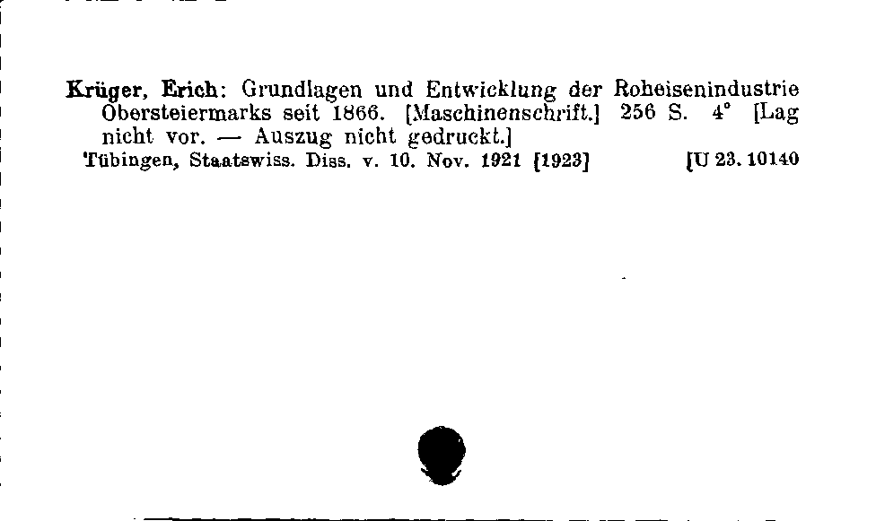 [Katalogkarte Dissertationenkatalog bis 1980]