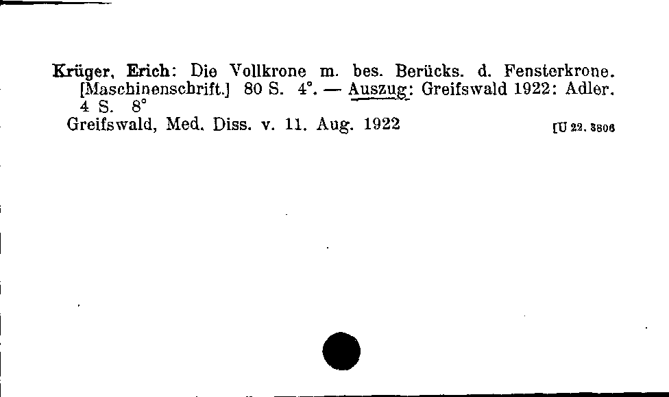 [Katalogkarte Dissertationenkatalog bis 1980]