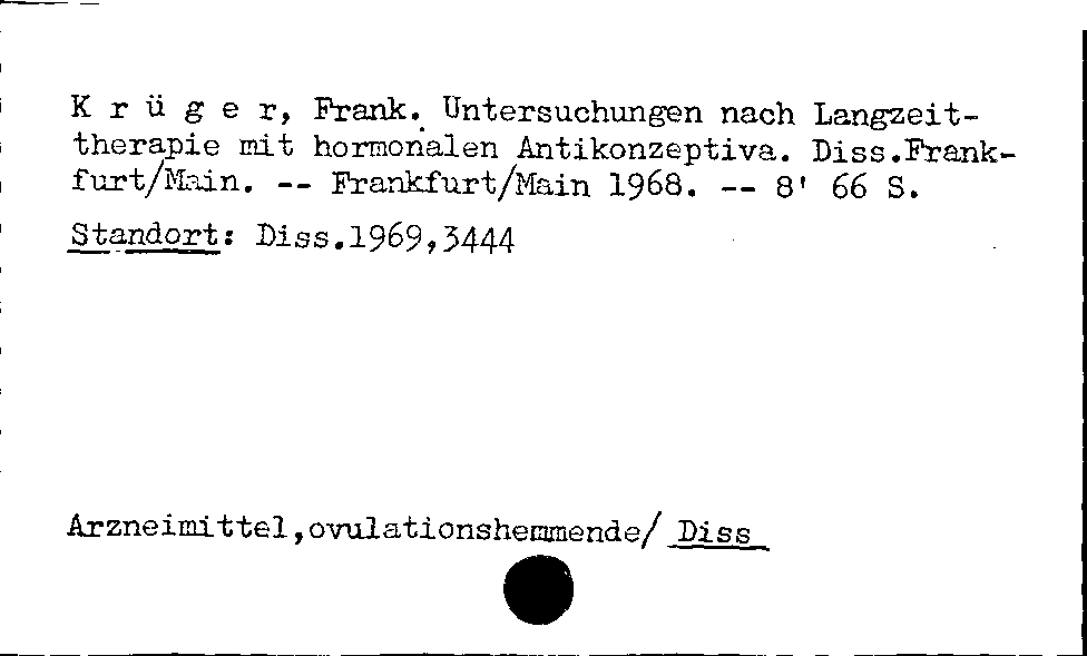 [Katalogkarte Dissertationenkatalog bis 1980]