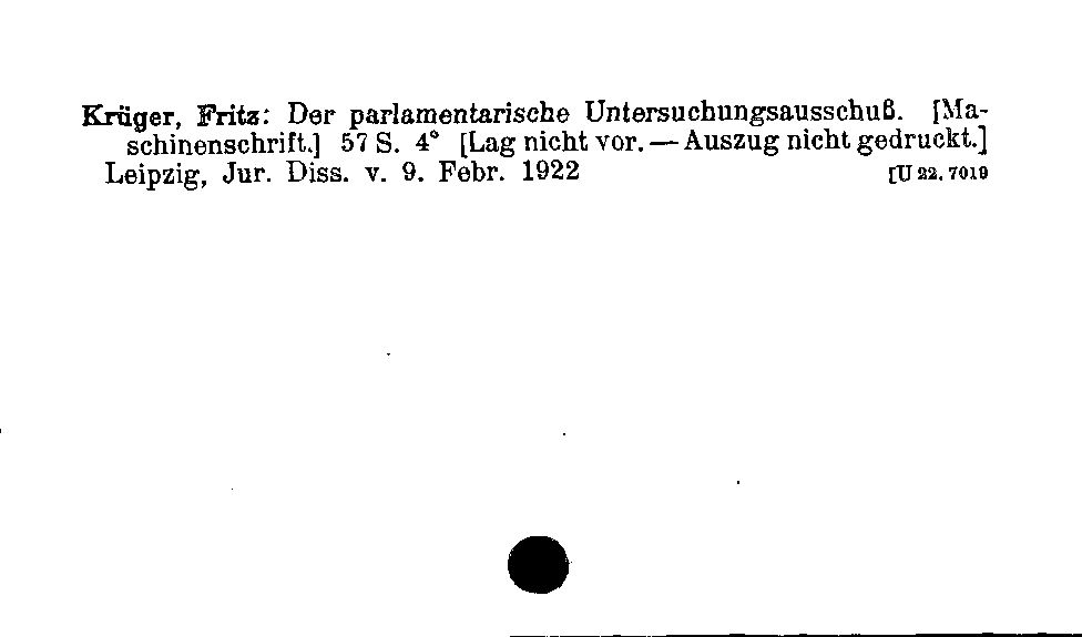 [Katalogkarte Dissertationenkatalog bis 1980]